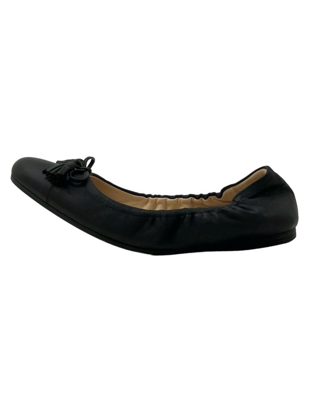 Prada Flat Shoes Black Ribbon Leather